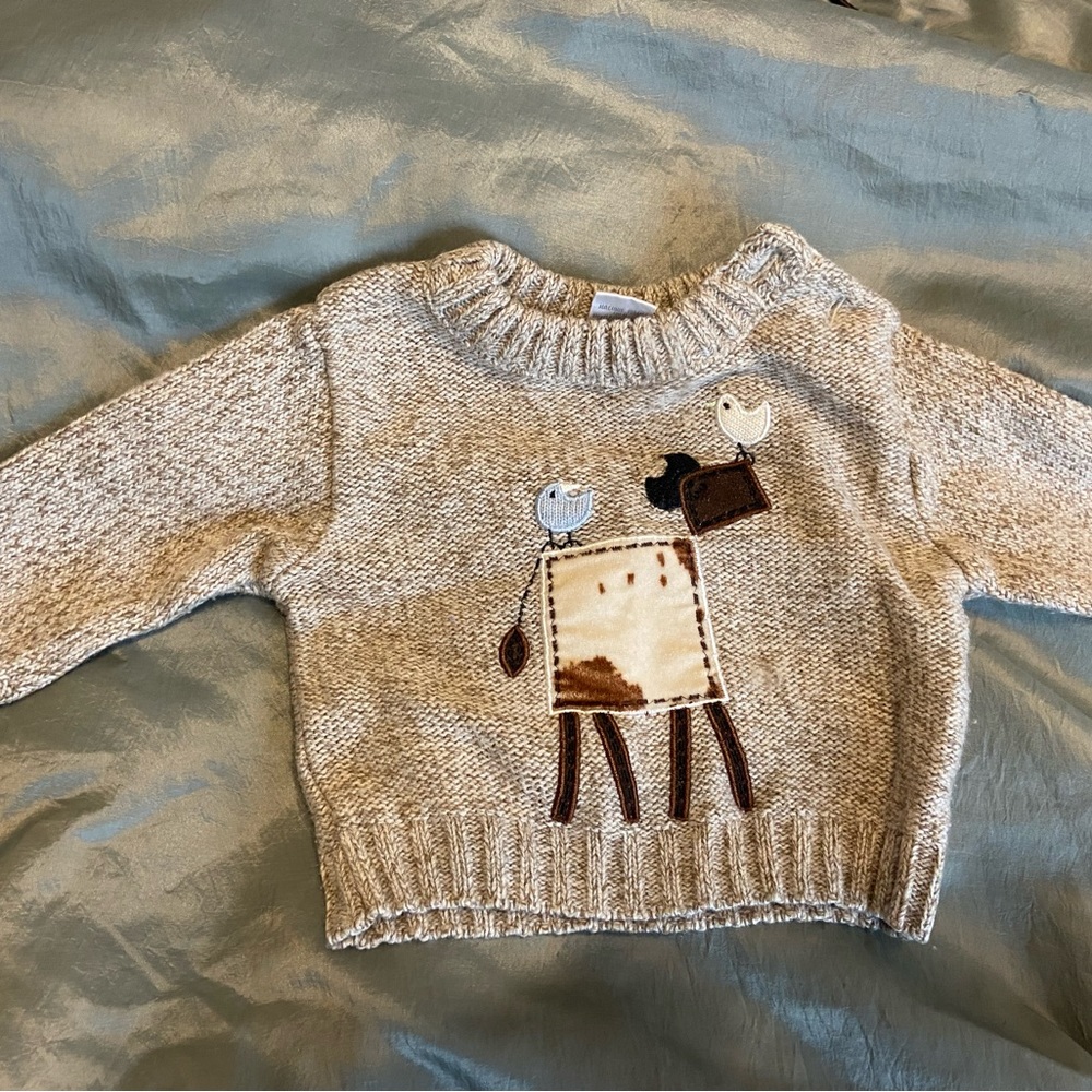 Starting Out 9 month sweater patchwork animals EUC